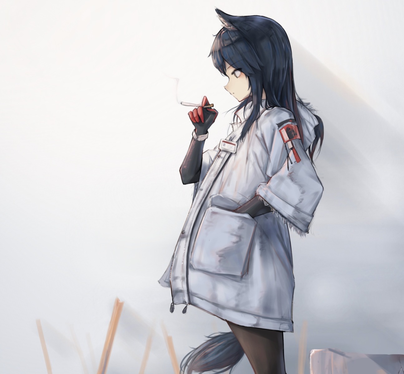 animal_ears, arknights, eyyy, smoking, tail, texas_(arknights)