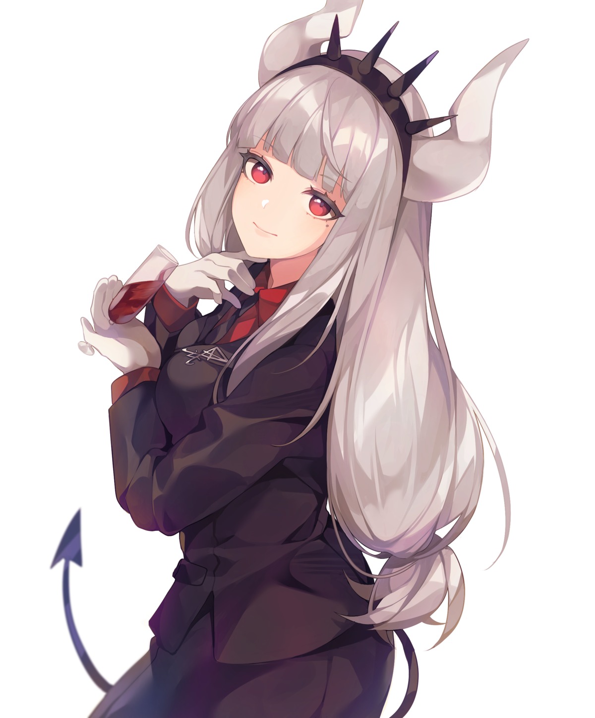 business_suit, helltaker, horns, lucifer_(helltaker), saibe, tail