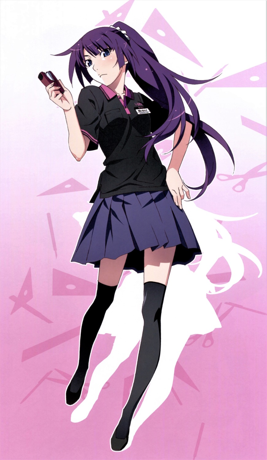 bakemonogatari, hmv, monogatari_(series), senjougahara_hitagi, thighhighs, uniform, watanabe_akio