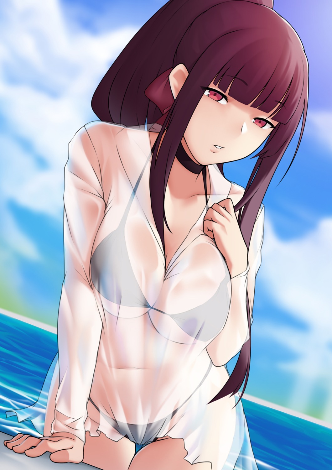 bikini, bushidokuroi, girls_frontline, see_through, swimsuits, wa2000_(girls_frontline)