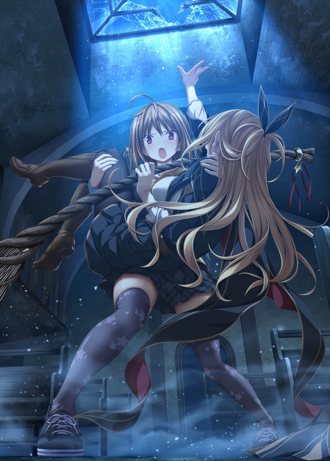 koku, pantyhose, purple_software, riz_mathers, seifuku, seishun_fragile, skirt_lift, thighhighs