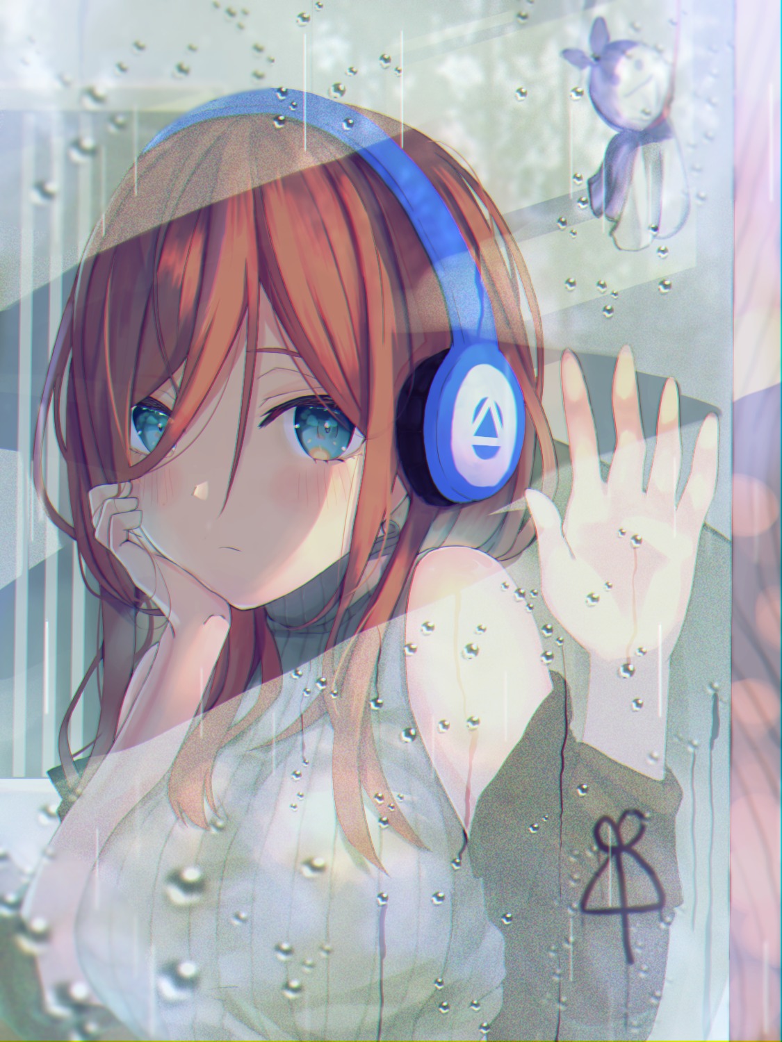 5-toubun_no_hanayome, headphones, nakano_miku, slime07, sweater
