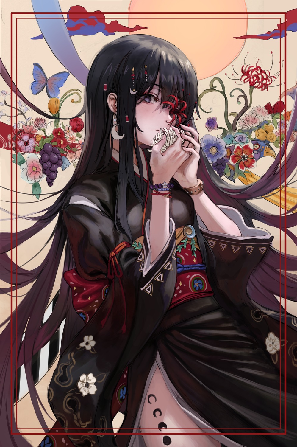 gold_can, kimono, tattoo