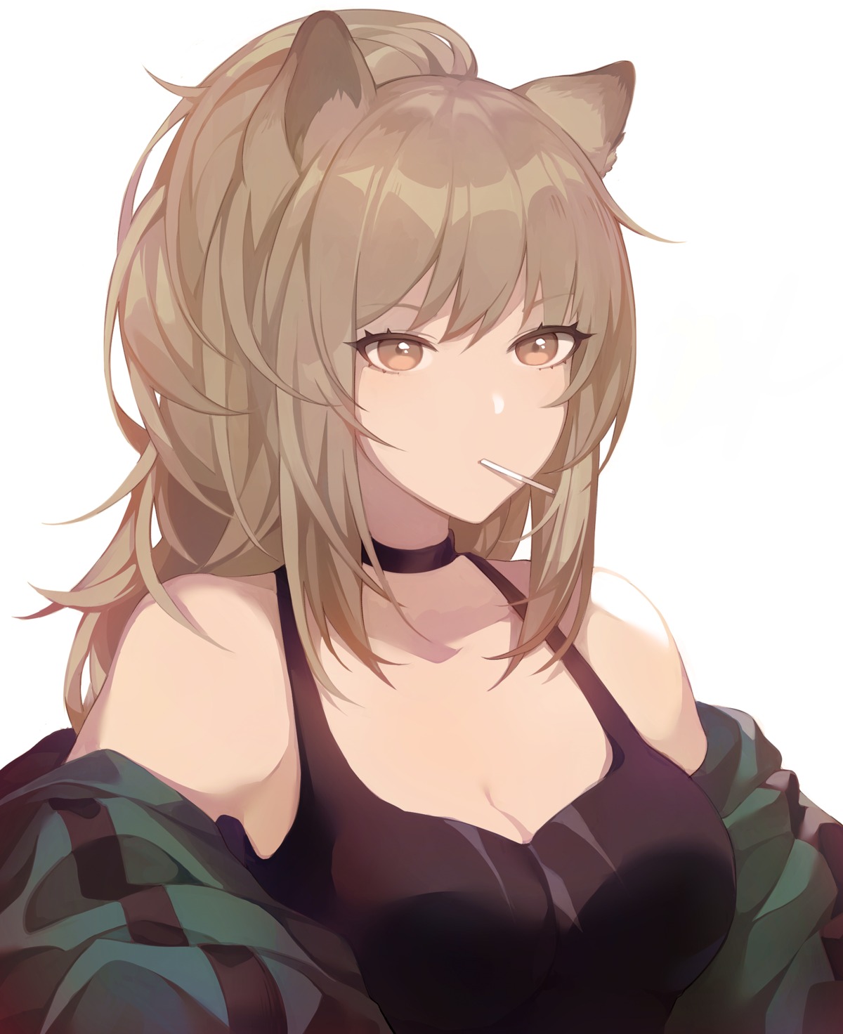animal_ears, arknights, cleavage, saibe, siege_(arknights)