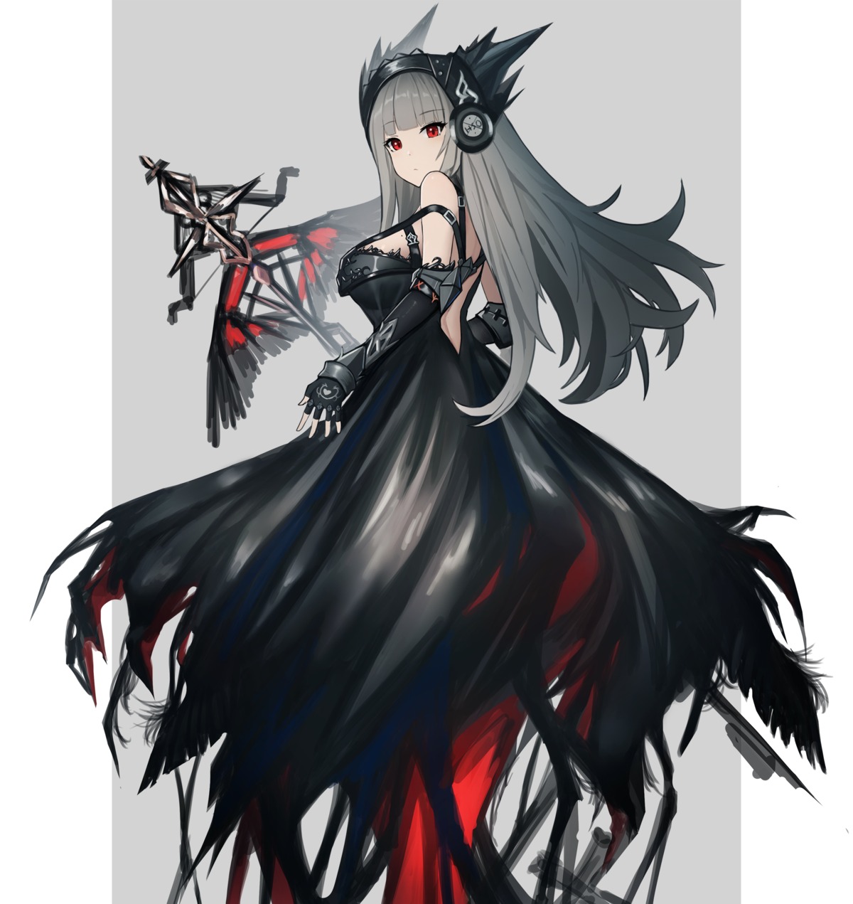 aer7o, dress, headphones, weapon