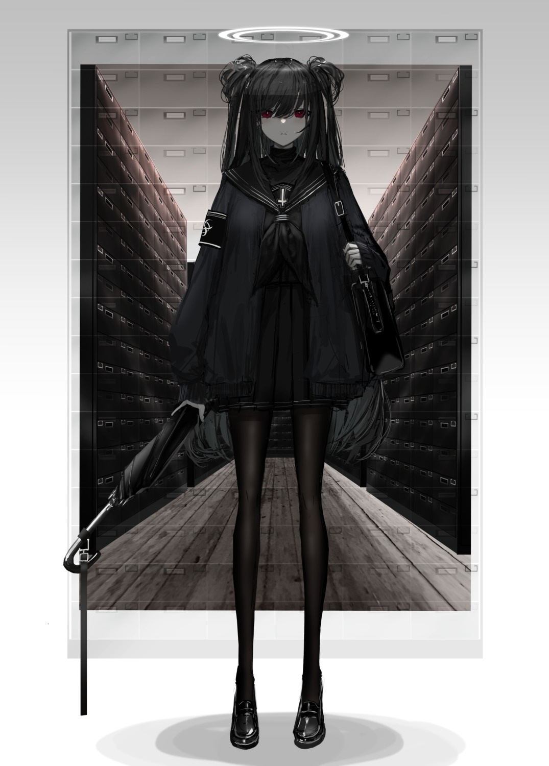 naruwe, pantyhose, seifuku, umbrella