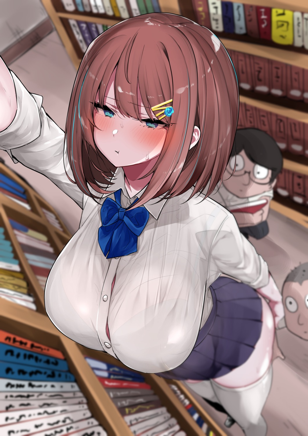 bra, megane, mitsudoue, see_through, seifuku, thighhighs