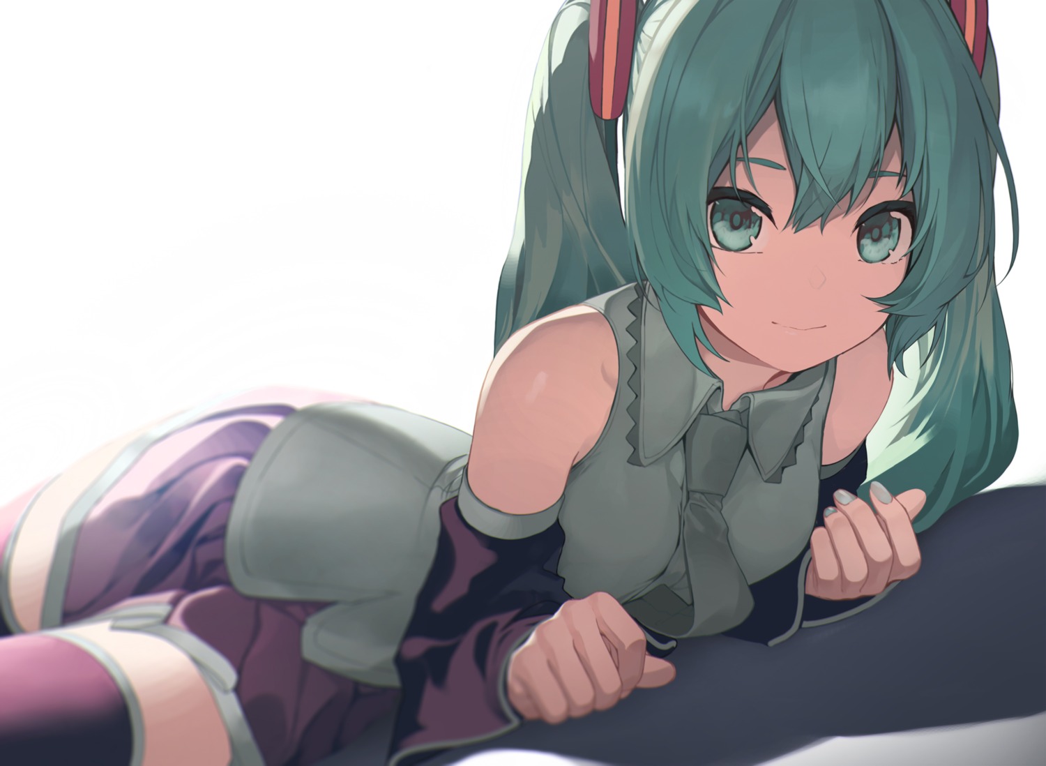 15019880430, hatsune_miku, seifuku, thighhighs, vocaloid, yaoku