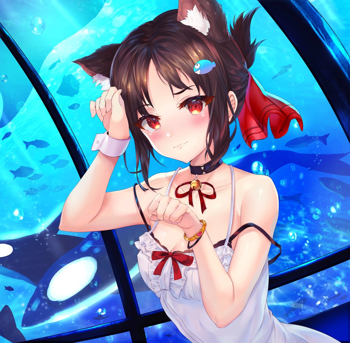 animal_ears, bra, cleavage, dress, hitokiri_battousai, kaguya-sama_wa_kokurasetai_~tensai-tachi_no_renai_zunousen~, nekomimi, shinomiya_kaguya