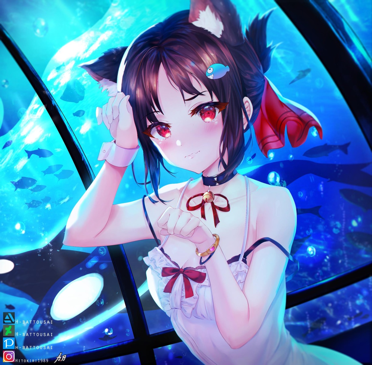animal_ears, bra, cleavage, dress, hitokiri_battousai, kaguya-sama_wa_kokurasetai_~tensai-tachi_no_renai_zunousen~, nekomimi, shinomiya_kaguya