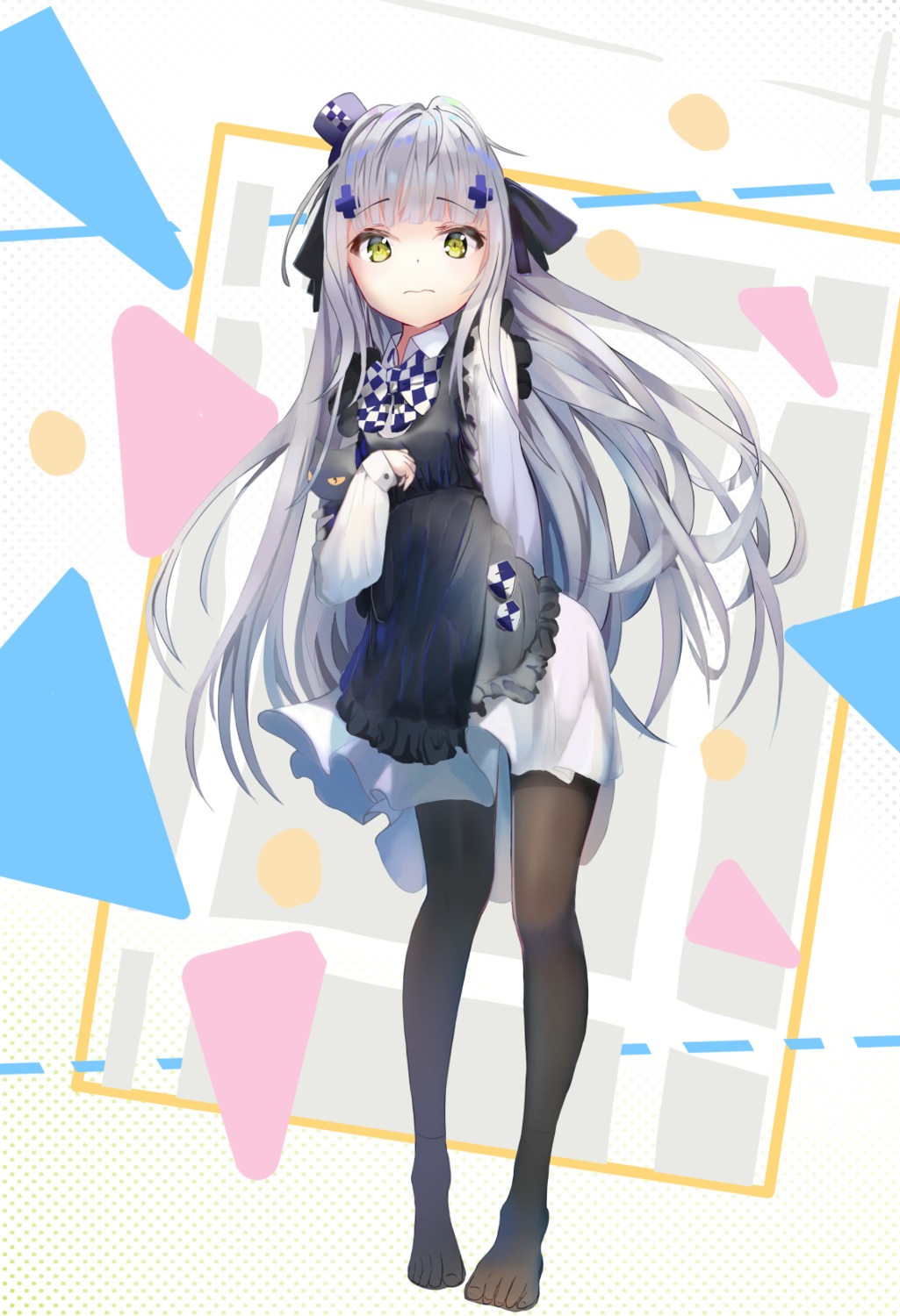 dress, feet, fuenyuan, girls_frontline, hk416_(girls_frontline), neko, pantyhose, skirt_lift