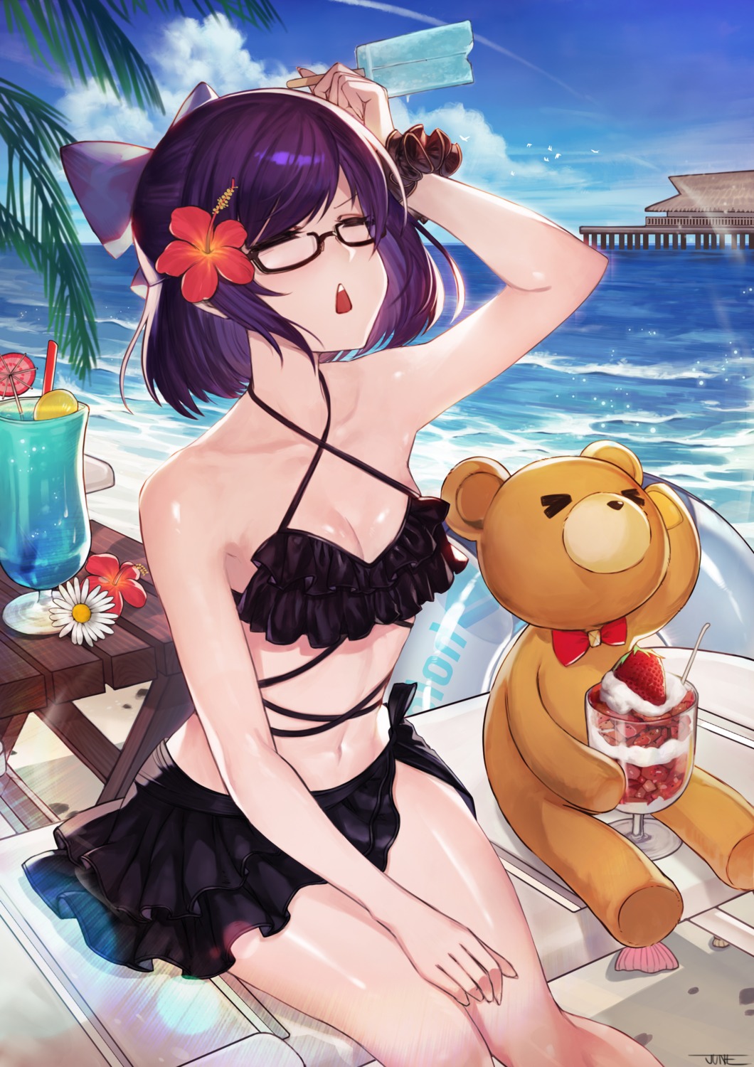 ankimo, bikini, cleavage, hololive, jun_wei, megane, swimsuits, yuujin_a_(hololive)