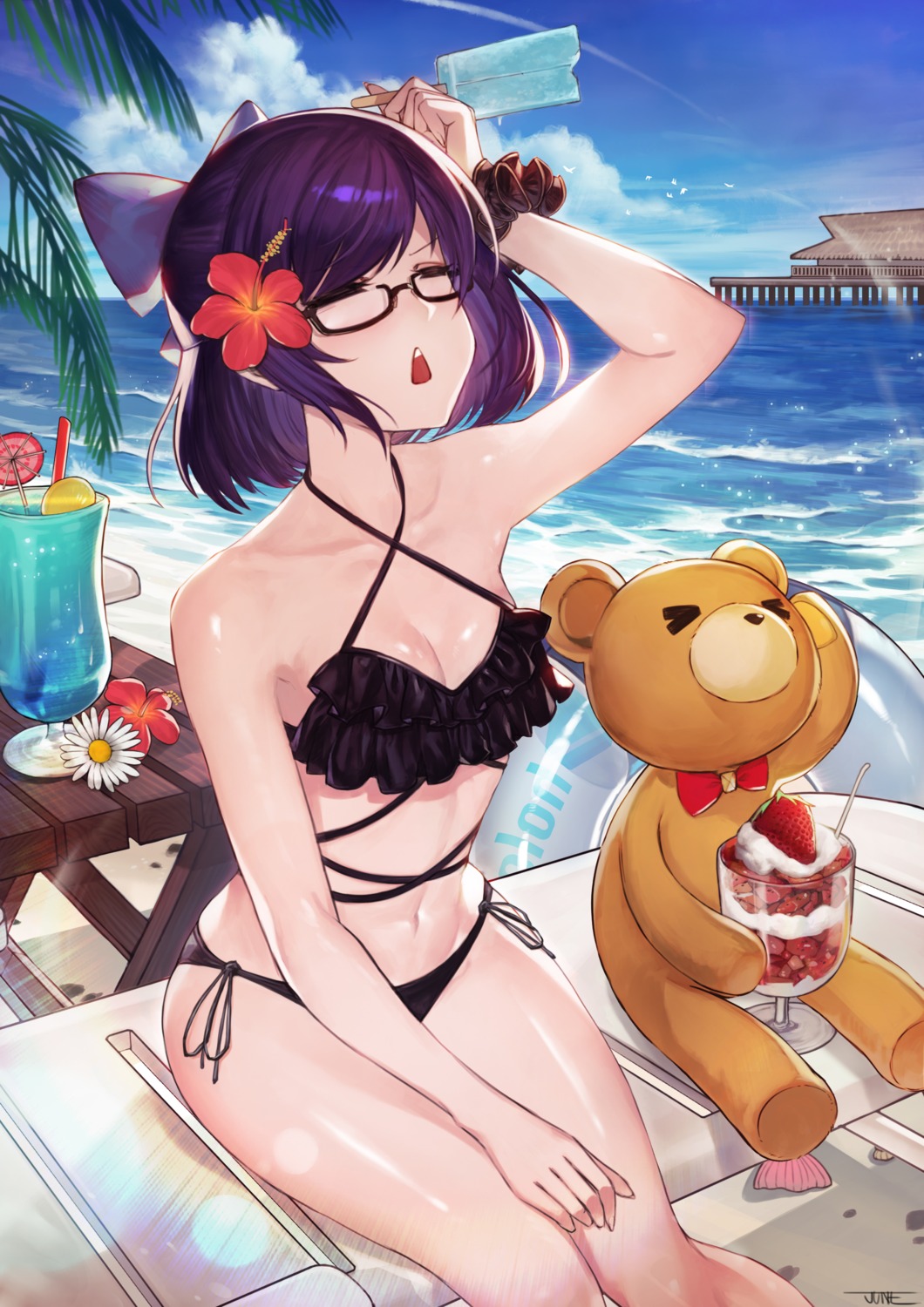 ankimo, bikini, cleavage, hololive, jun_wei, megane, swimsuits, yuujin_a_(hololive)