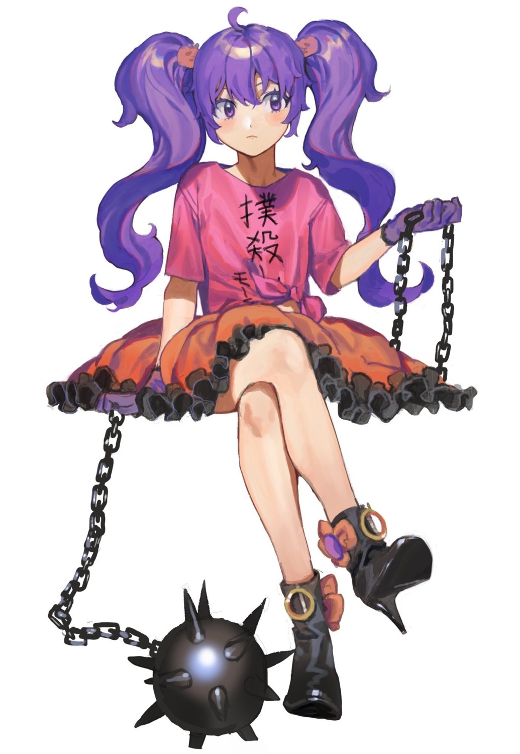 heels, ka_4maki, skirt_lift, weapon