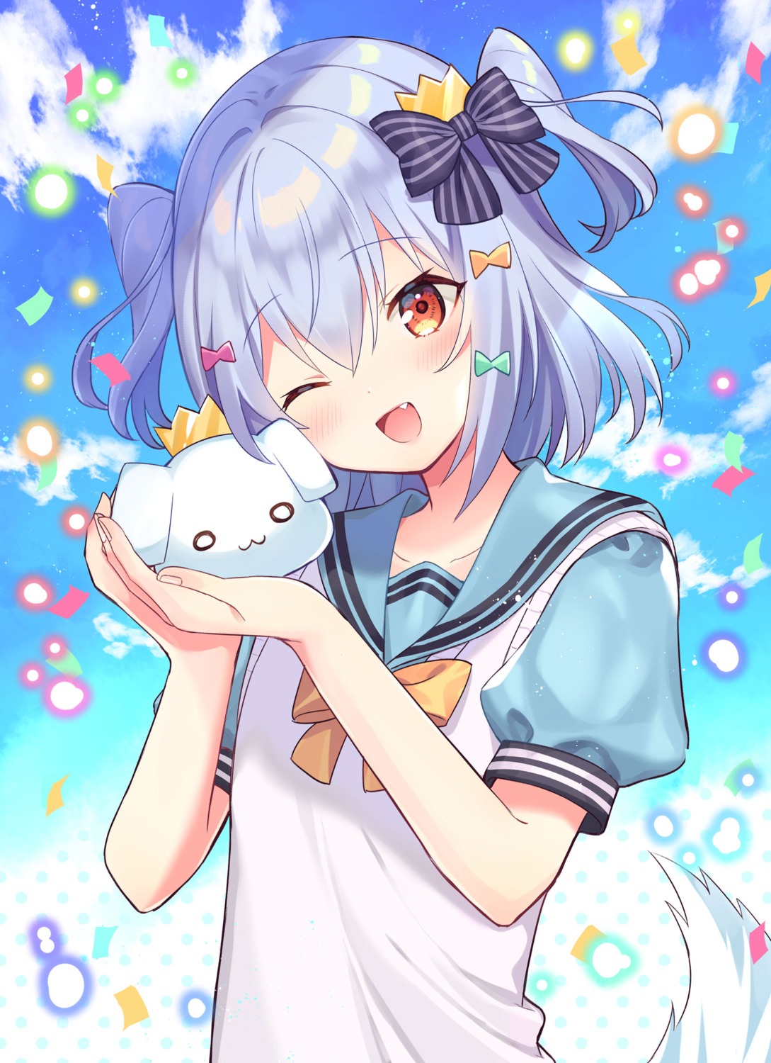 inuyama_tamaki, okanoyuno, seifuku, sweater, tail, trap, tsukudani_norio_channel