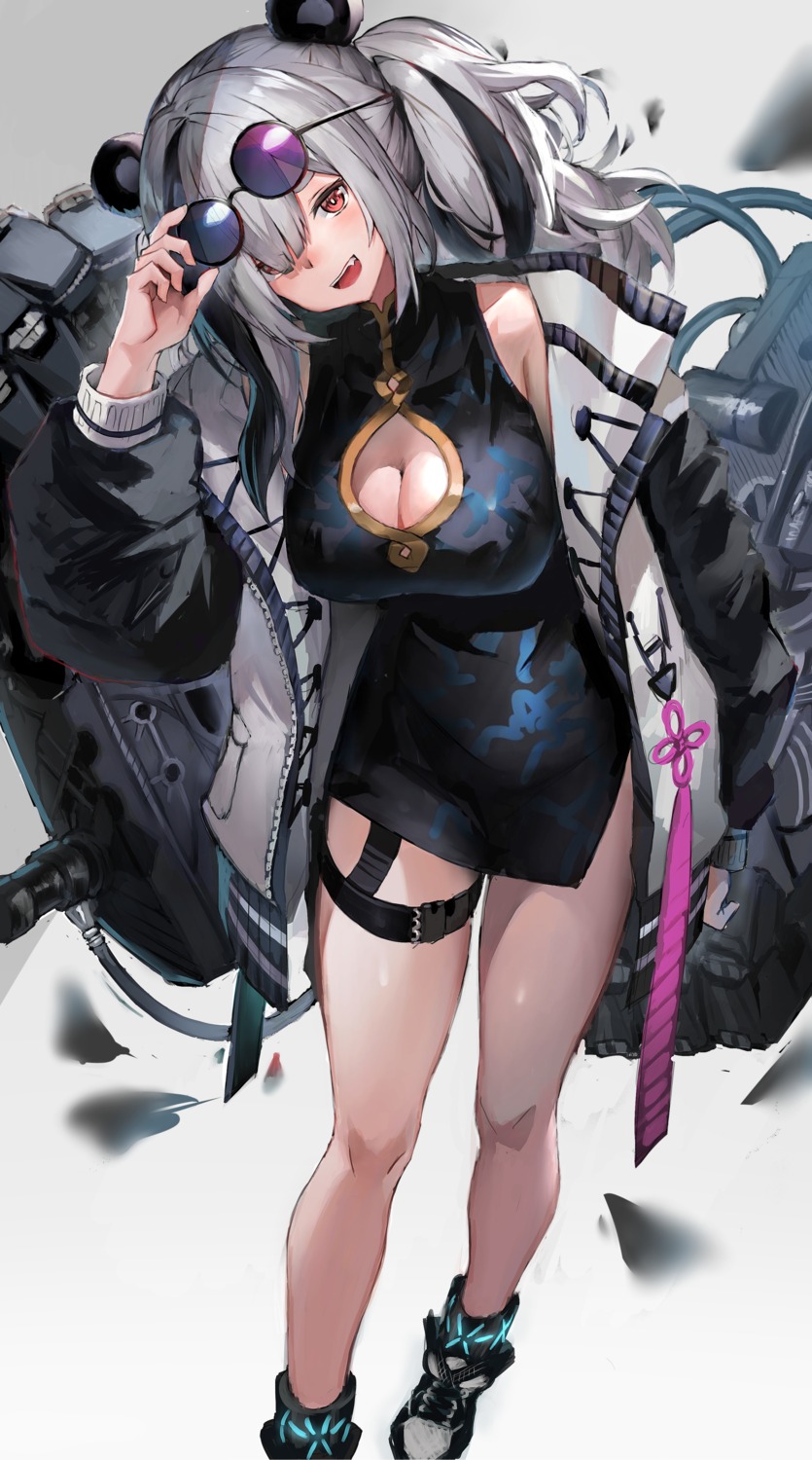 666_(ro_ro_ro3), animal_ears, arknights, chinadress, cleavage, feater_(arknights), megane