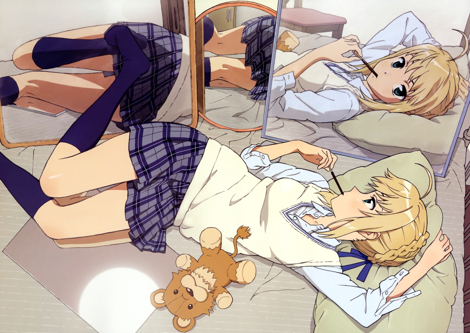 artoria_pendragon_(fate), fate/stay_night, hiramatsu_tadashi, seifuku