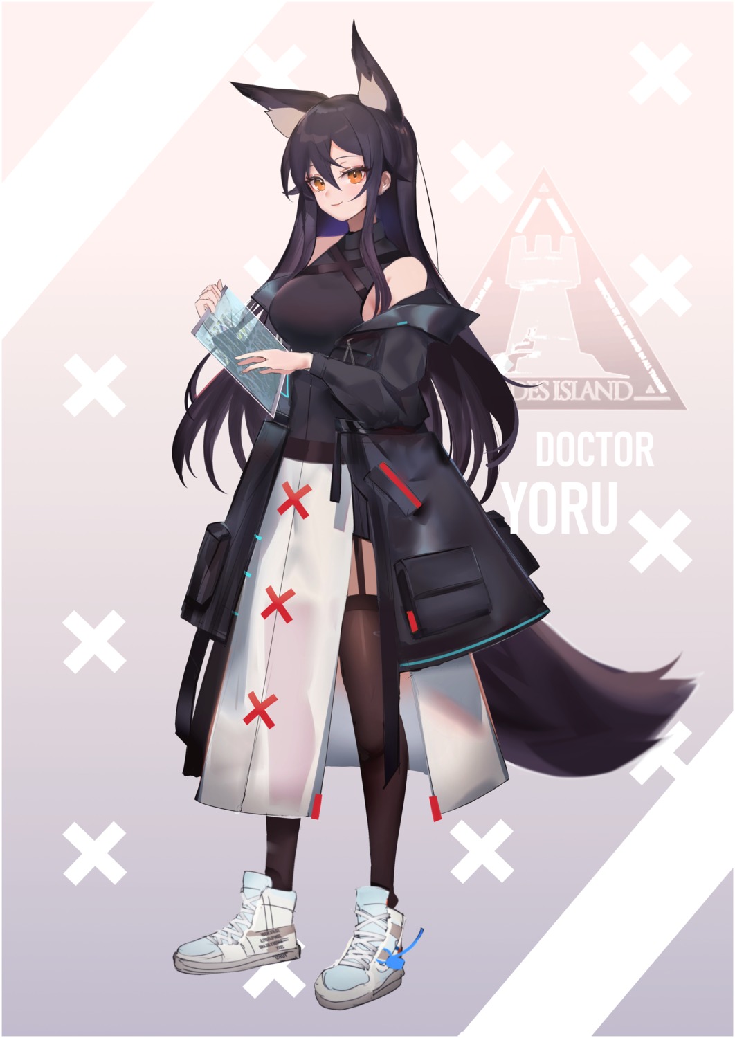 animal_ears, arknights, see_through, stockings, tail, thighhighs, yoru_(yowuyoru)