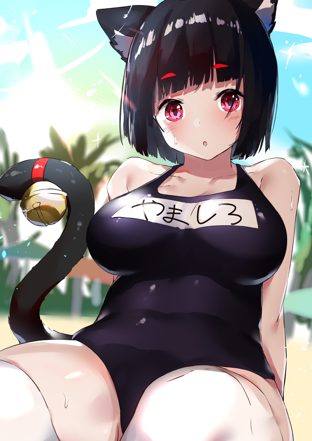 animal_ears, azur_lane, cotton, school_swimsuit, swimsuits, tail, thighhighs, yamashiro_(azur_lane)