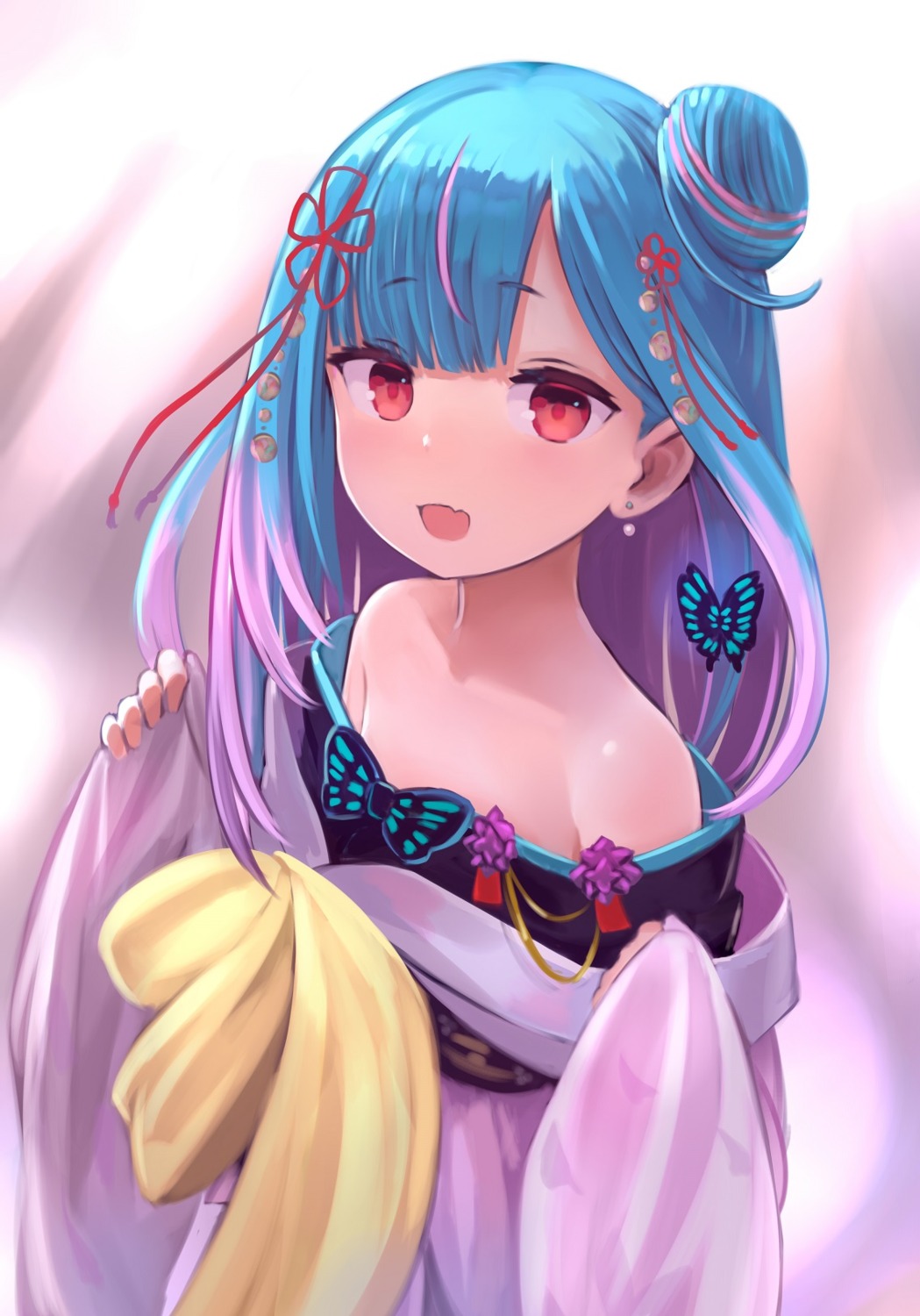 enumiyan, hololive, kimono, no_bra, uruha_rushia