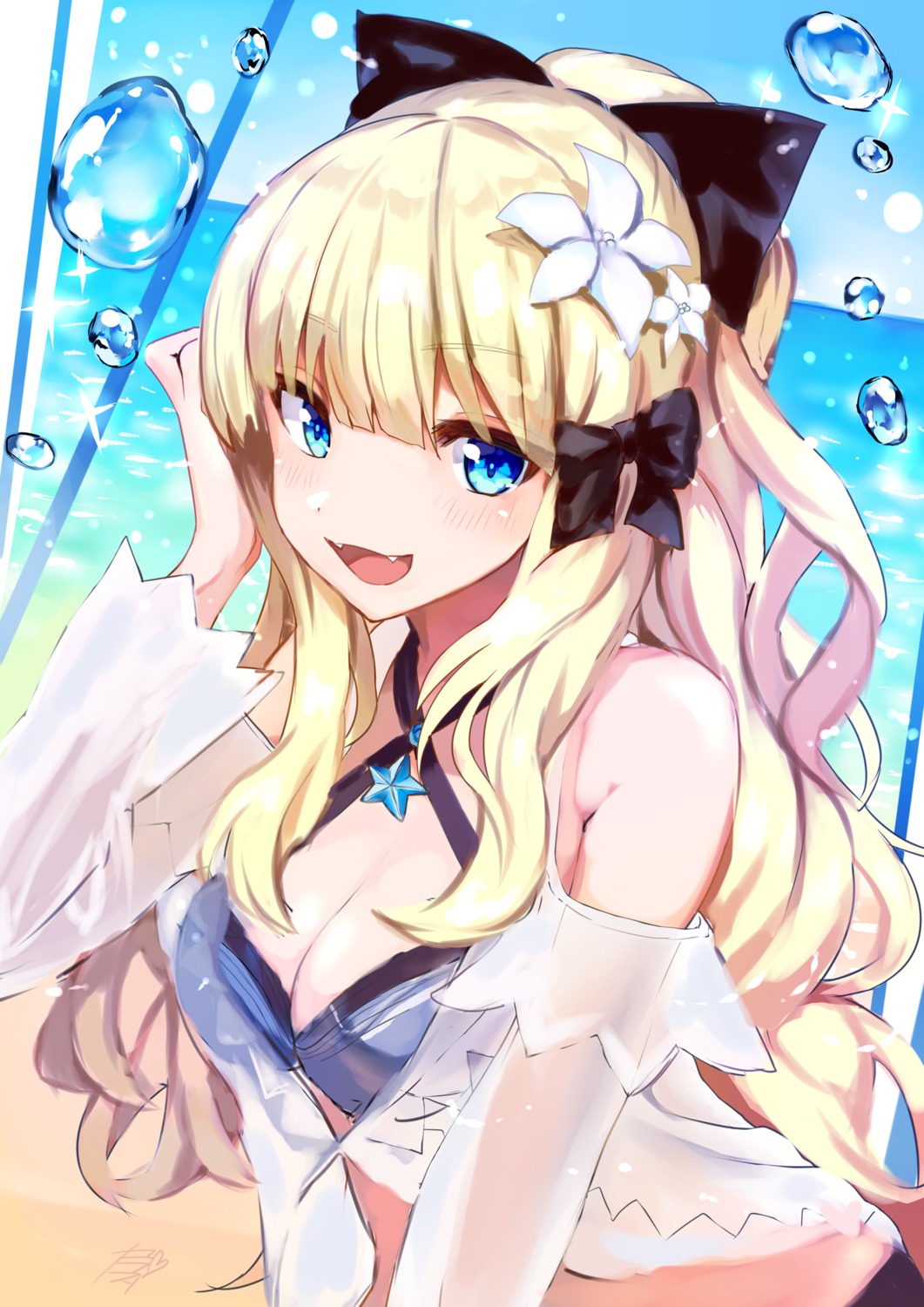 bikini, cleavage, open_shirt, princess_connect!, princess_connect!_re:dive, ruri-urasue-1224, sasaki_saren, see_through, sketch, swimsuits