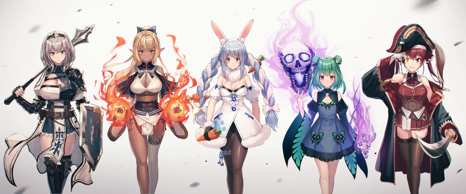 animal_ears, armor, bunny_ears, bunny_girl, cleavage, dress, elf, garter
