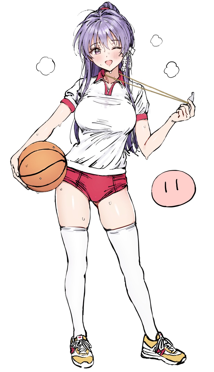 ameyame, basketball, buruma, clannad, fujibayashi_kyou, gym_uniform, sketch, thighhighs