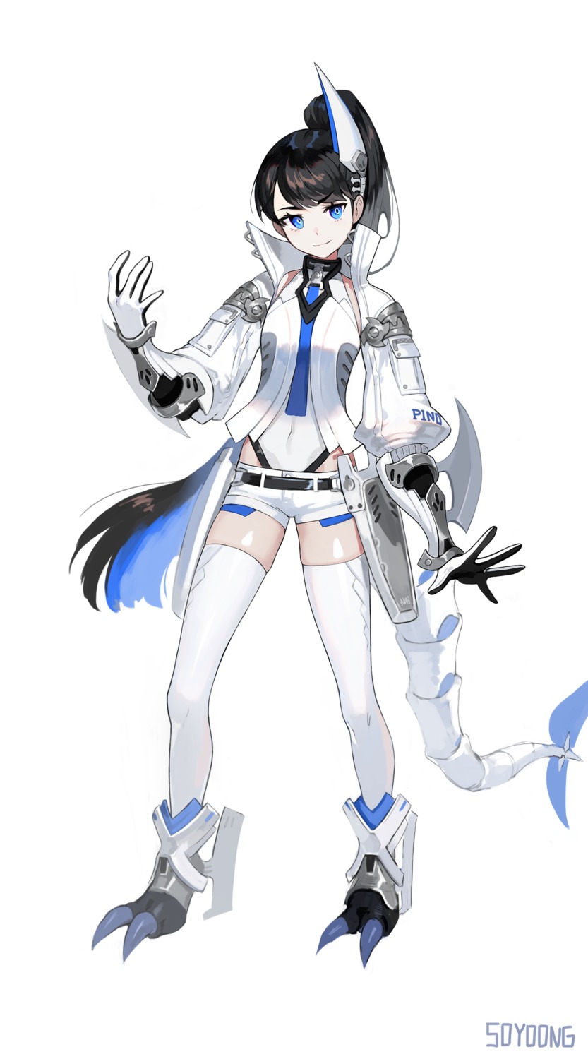 horns, os-tan, ps5-tan, soyoong_jun, tail, thighhighs