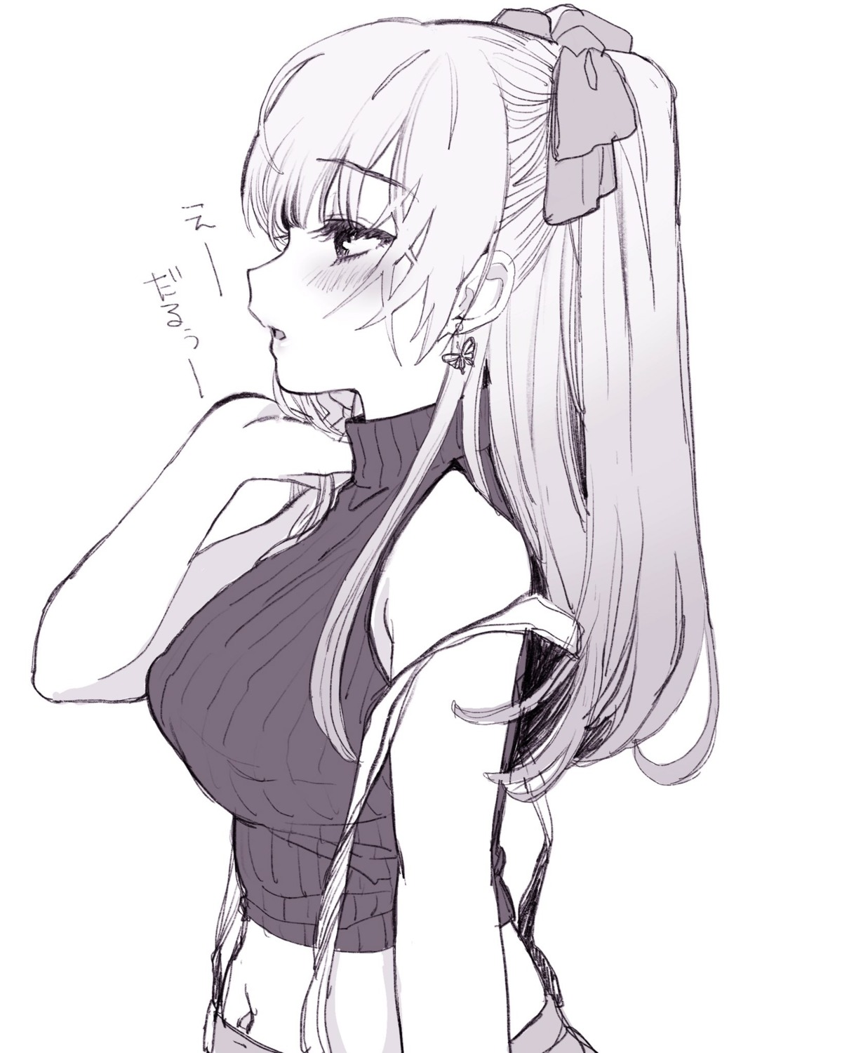 amezawa_koma, monochrome, sweater