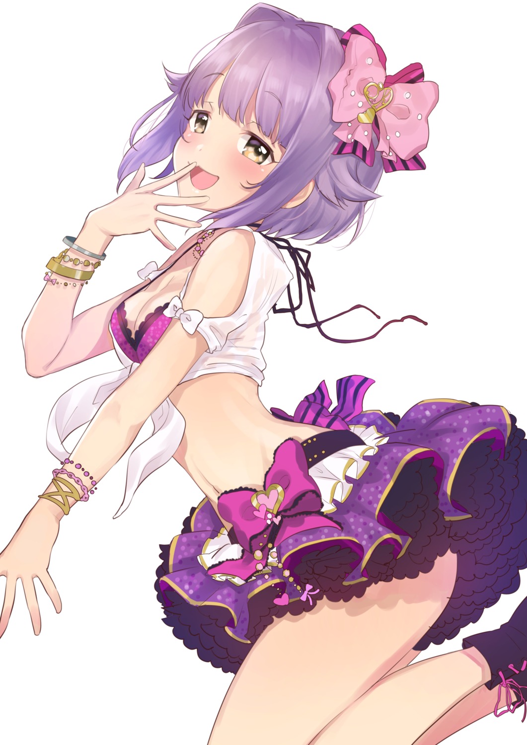 bra, cleavage, hachako, koshimizu_sachiko, open_shirt, see_through, shirt_lift, skirt_lift