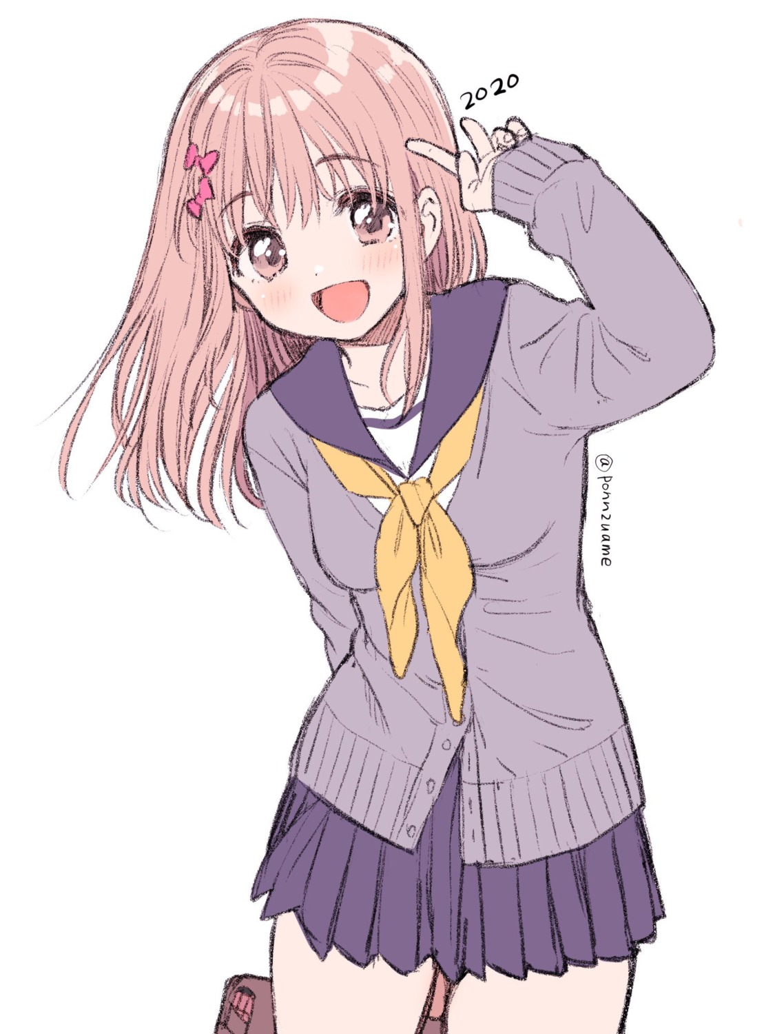 amezawa_koma, seifuku, sketch, sweater