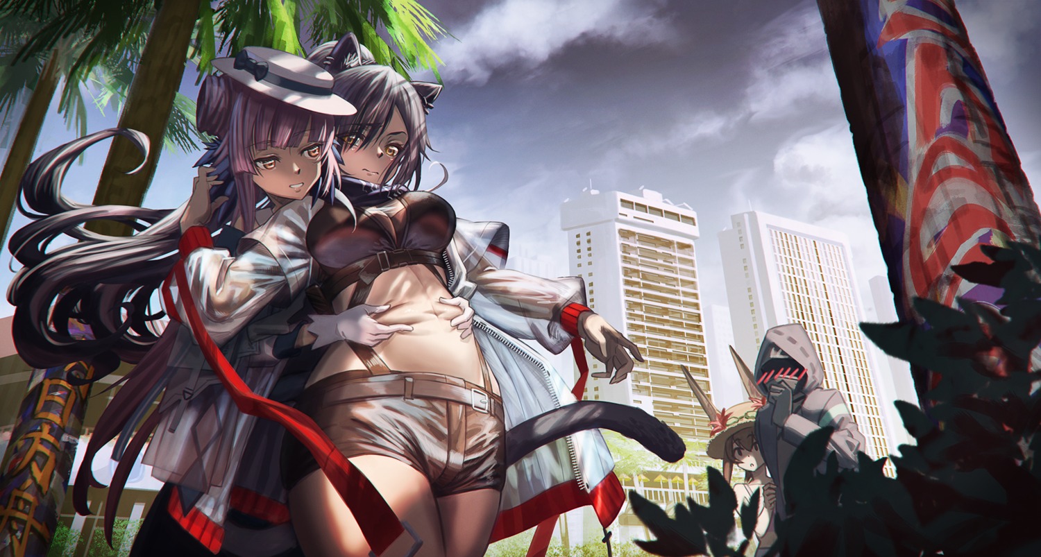 animal_ears, arknights, ceylon_(arknights), hironii_(hirofactory), schwarz_(arknights), see_through, tail, yuri