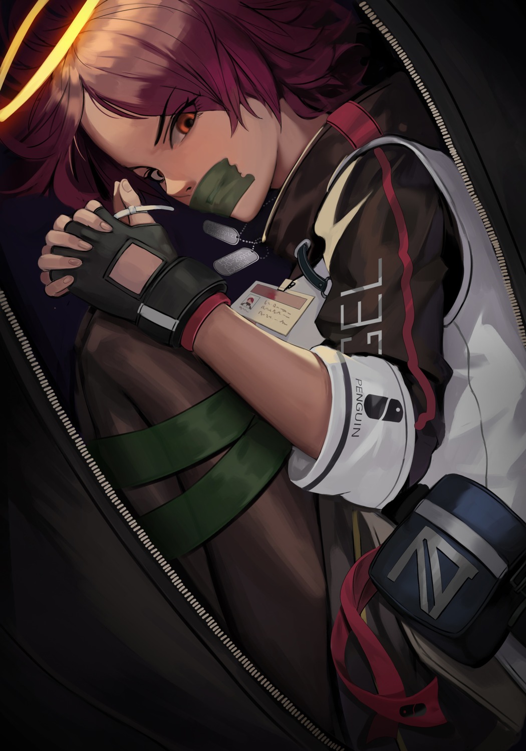 arknights, bondage, exusiai_(arknights), malko_sonbadak_saseum, pantyhose, skirt_lift