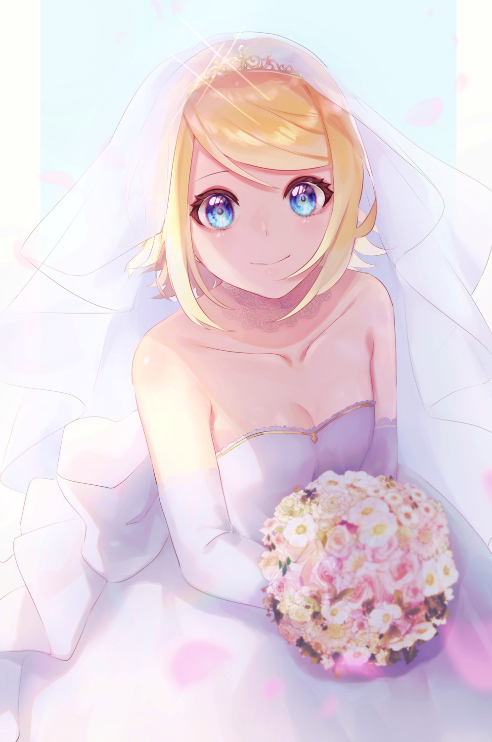 cleavage, dress, kagamine_rin, mipi, vocaloid, wedding_dress