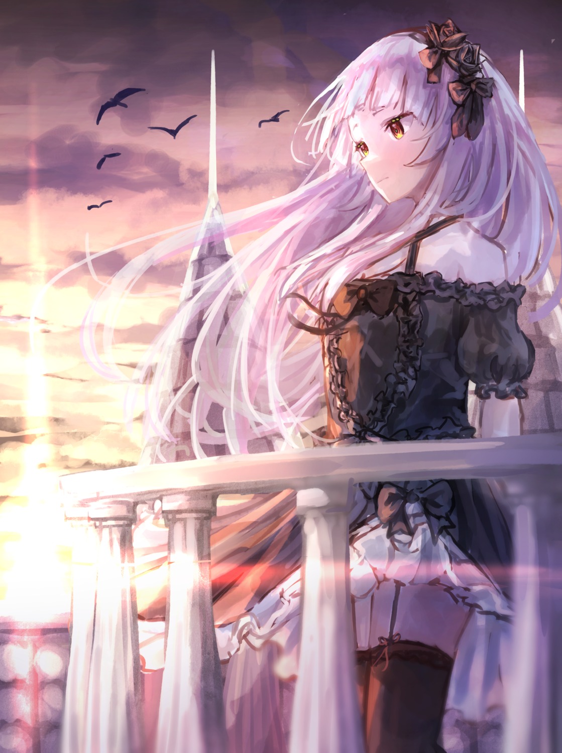 dress, hololive, lolita_fashion, murasaki_shion, stockings, thighhighs, yu_hydra