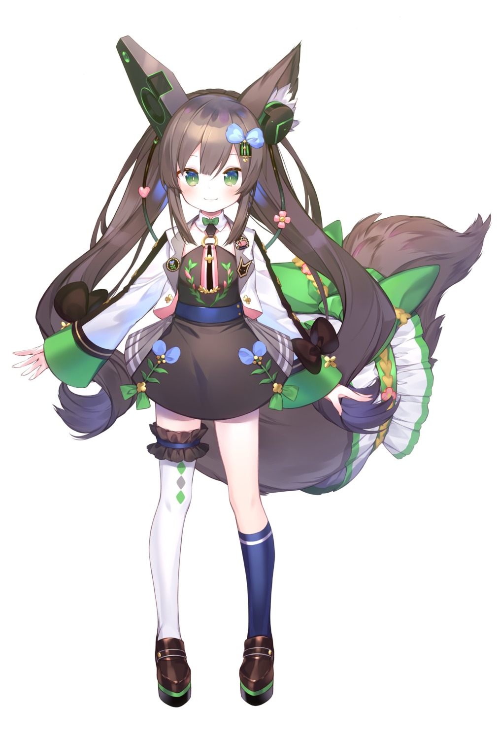 animal_ears, chigusa_hana, chigusa_hana_channel, garter, headphones, kitsune, tagme, thighhighs