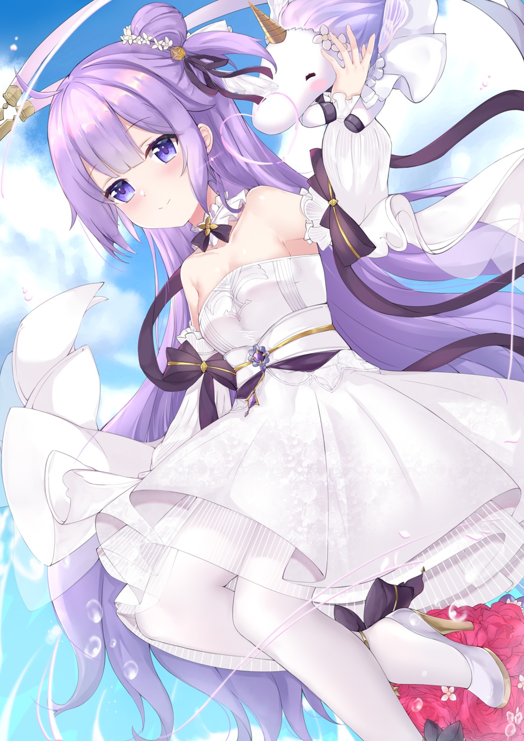 azur_lane, dress, heels, kuaua, pantyhose, see_through, unicorn_(azur_lane), wedding_dress