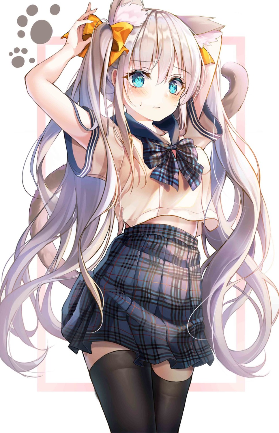 animal_ears, icebox46, nekomimi, seifuku, tail, thighhighs