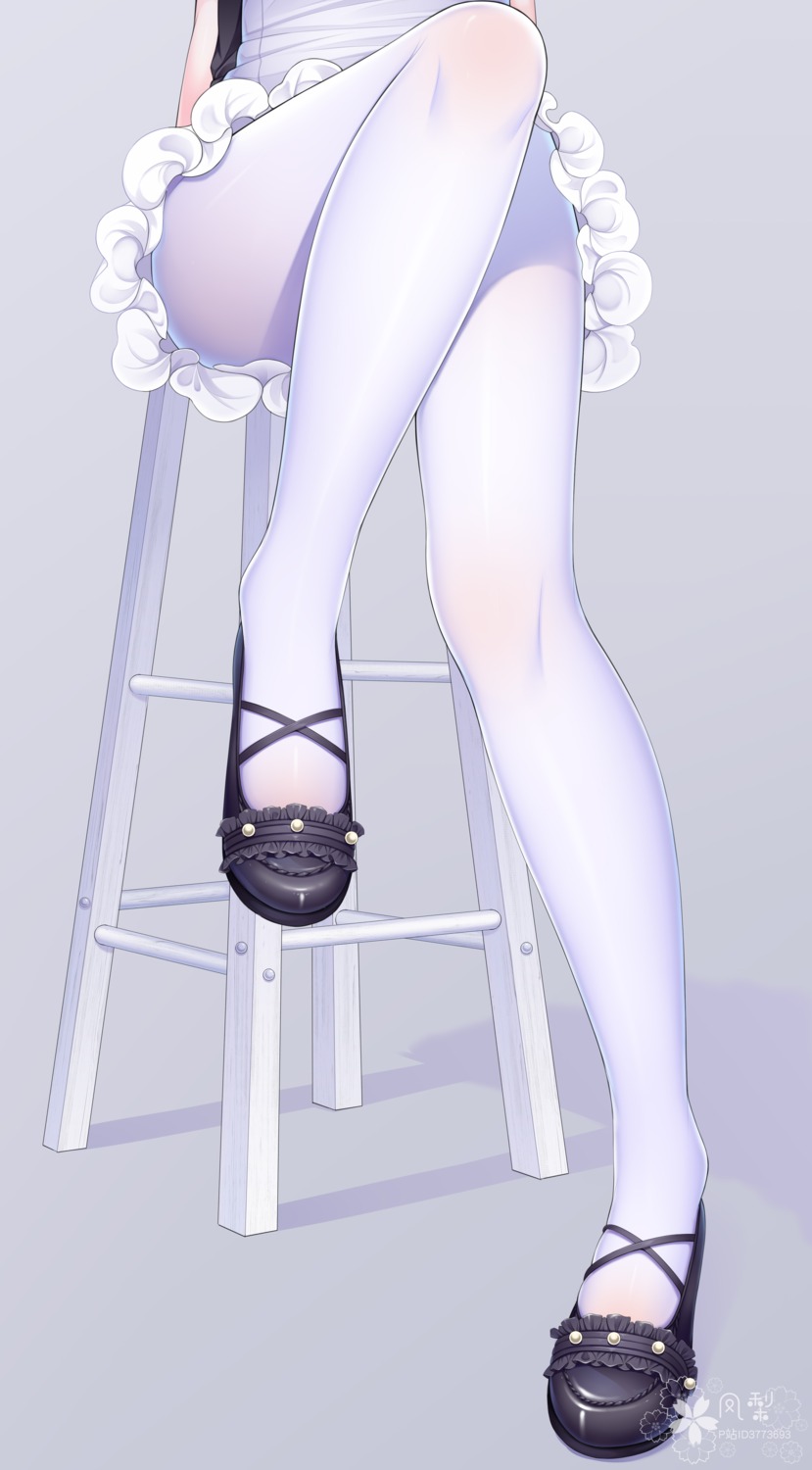 fengli_(709622571), maid, pantyhose, skirt_lift