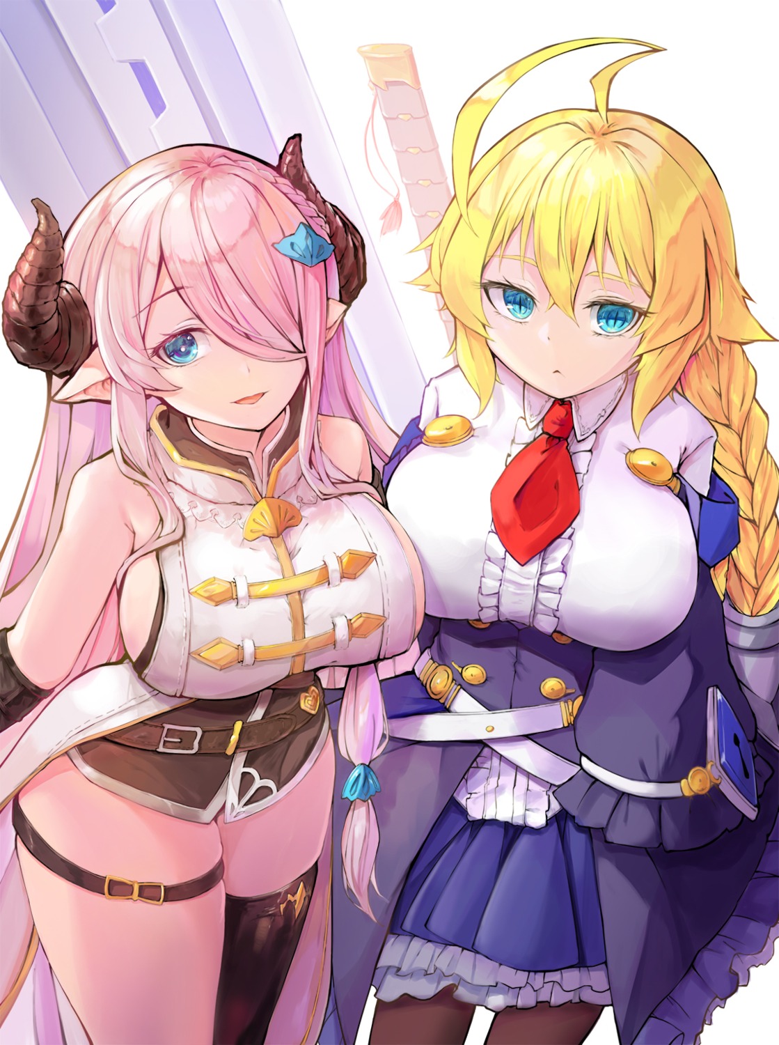 blazblue, crossover, dying_(dying0414), es_(xblaze_code:_embryo), garter, granblue_fantasy, horns, narumeia_(granblue_fantasy)
