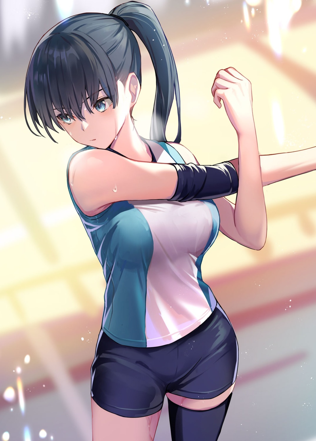 gym_uniform, kagawa_ichigo, shuumatsu_no_harem, thighhighs, toudou_akira_(shuumatsu_no_harem), wet