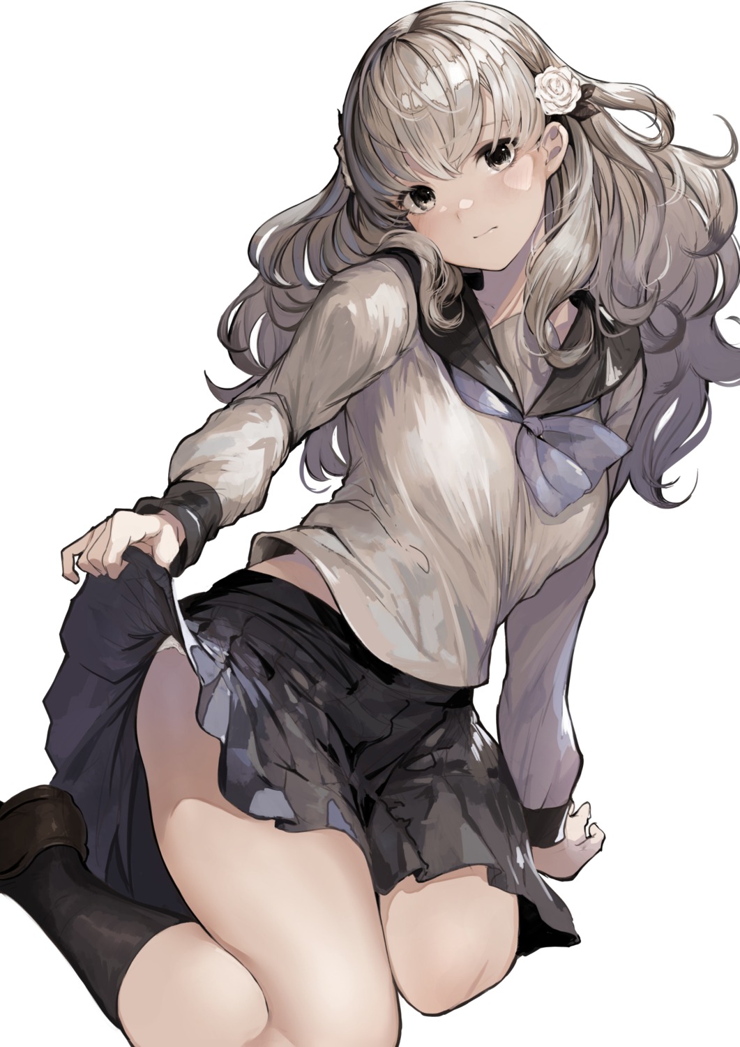 fuyusaka_iori, juusan_kihei_bouei_ken, koruse, pantsu, seifuku, skirt_lift