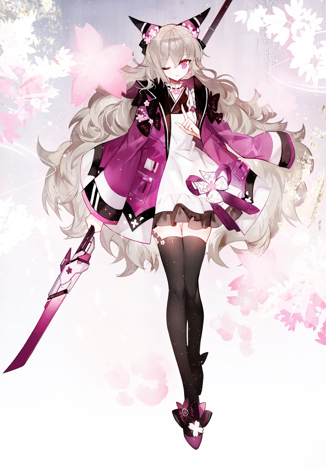 horns, juexing_(moemoe3345), lolita_fashion, stockings, thighhighs, wa_lolita, weapon