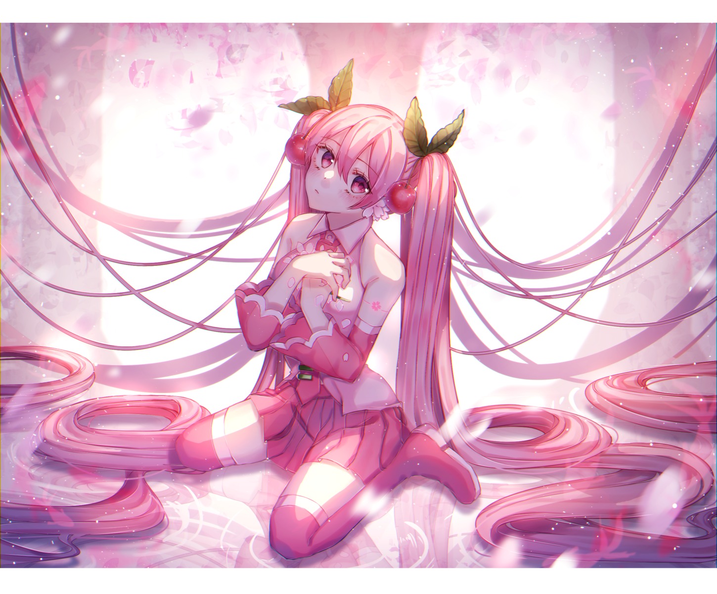 hatsune_miku, sakura_miku, tattoo, thighhighs, ume_neko, vocaloid