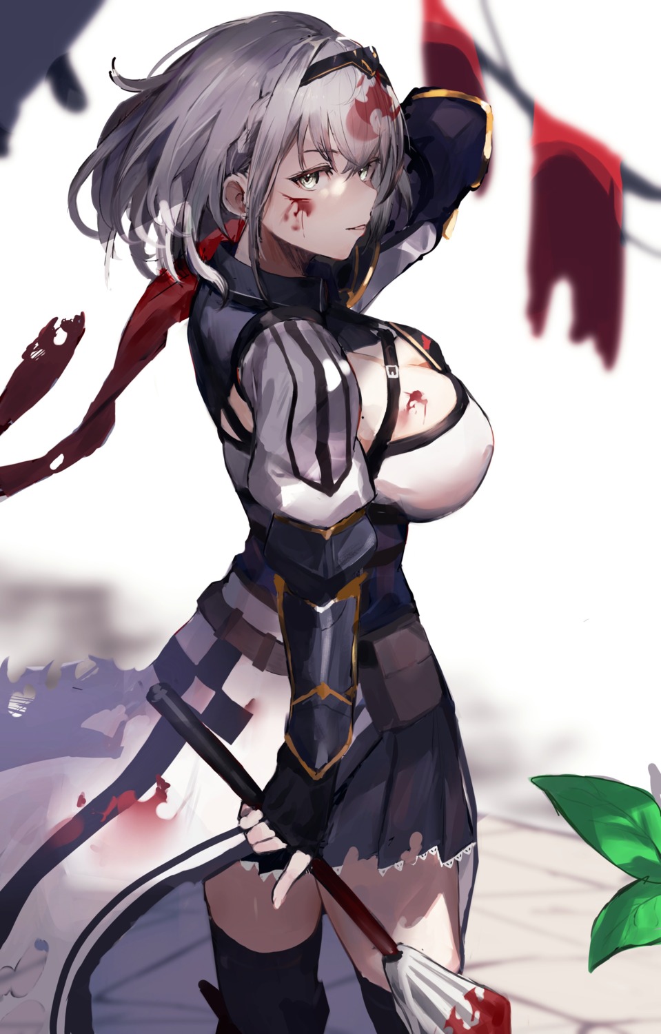 blood, hololive, shirogane_noel, thighhighs, yakihoko