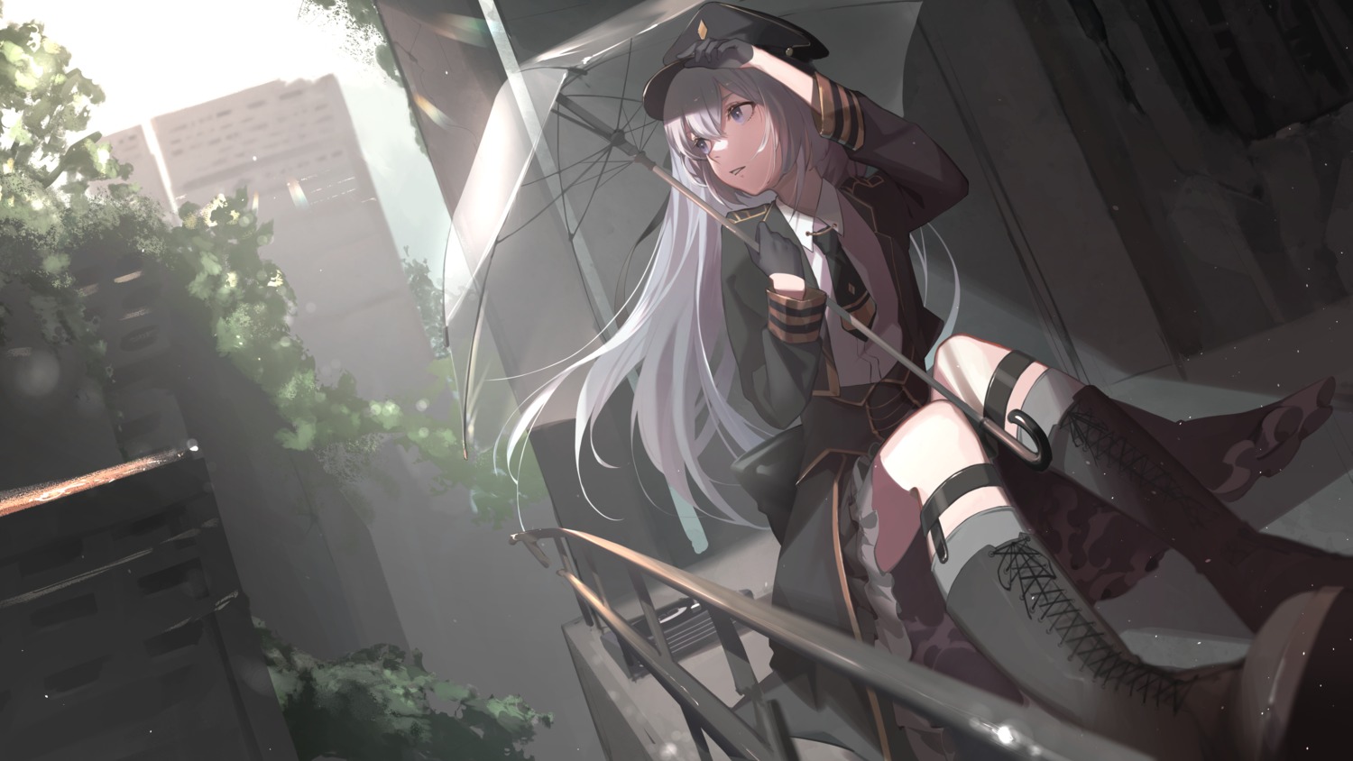 oekaki_taro, skirt_lift, umbrella, uniform