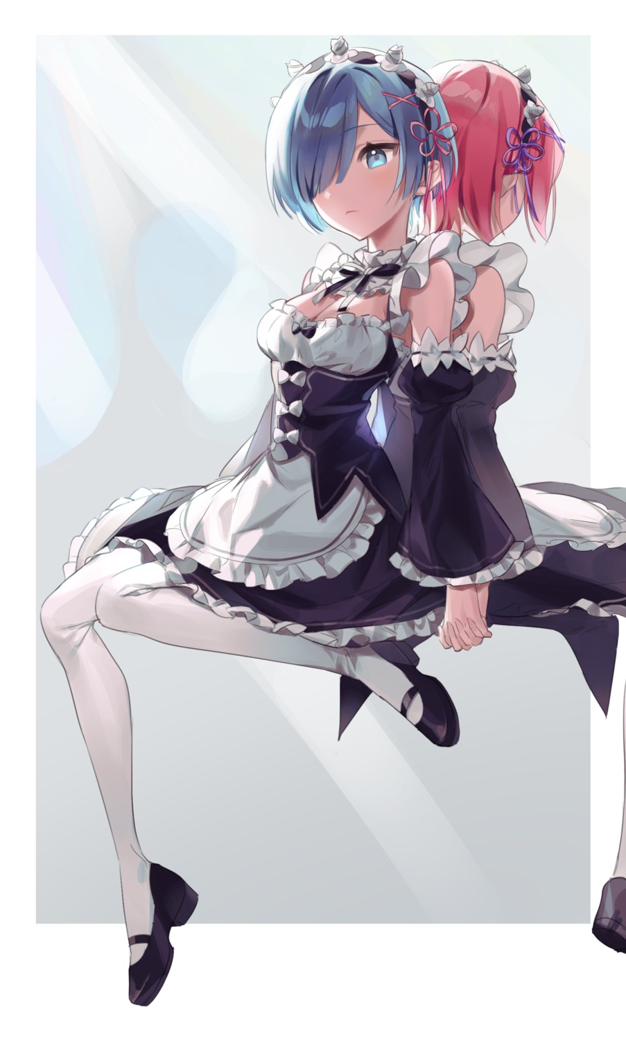 juju_(jelly_fever), maid, ram_(re_zero), re:zero_kara_hajimeru_isekai_seikatsu, rem_(re_zero), yuri