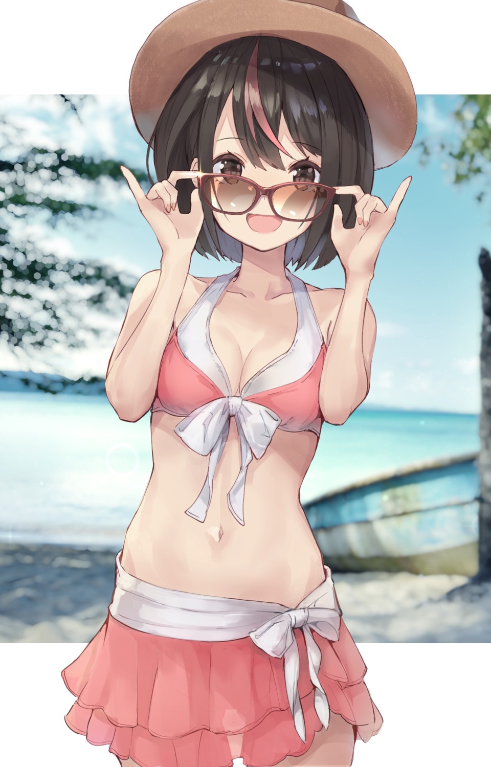 bikini, cleavage, isegawa_yasutaka, megane, see_through, swimsuits