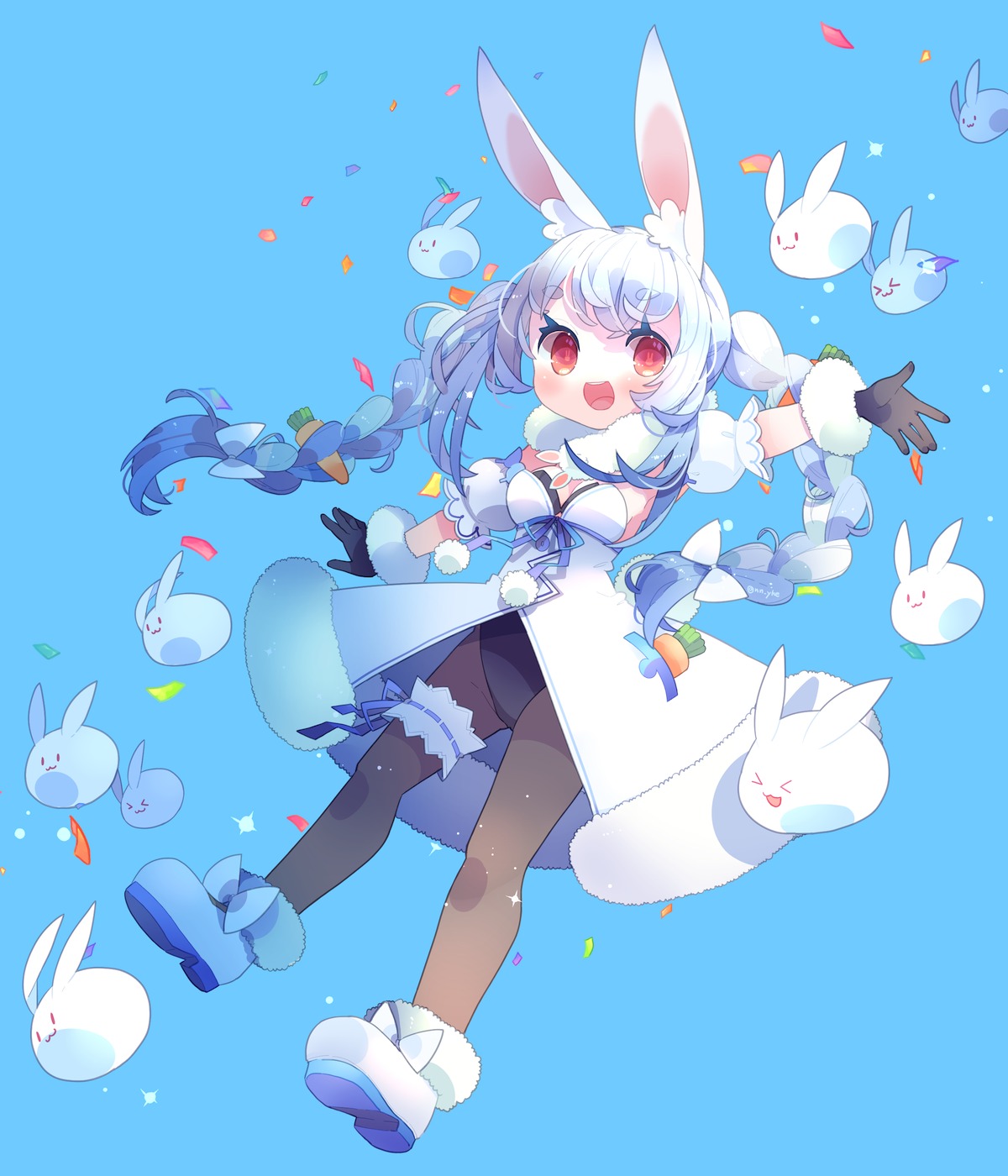 animal_ears, bunny_ears, bunny_girl, garter, hololive, pantyhose, usada_pekora, yokoe_(mealtime)