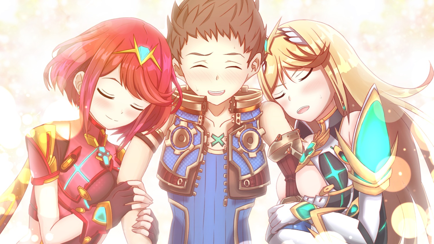 armor, hikari_(xenoblade_2), homura_(xenoblade_2), no_bra, rex, tagme, xenoblade_(series), xenoblade_2